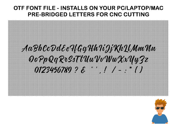 CUT READY, Font File 3, OTF font file for cnc plasma, laser, waterjet