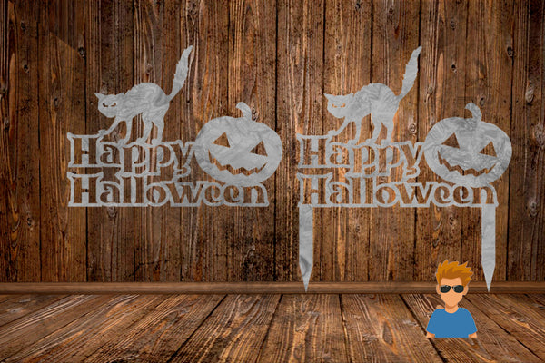 CUT READY, Happy Halloween Cat and Pumpkin, SVG, DXF