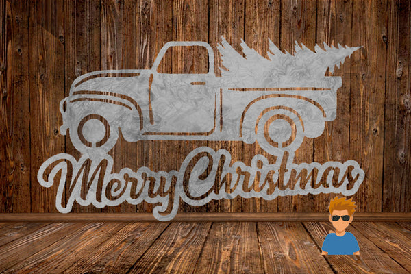 CUT READY, Old Truck Merry Christmas, SVG, DXF