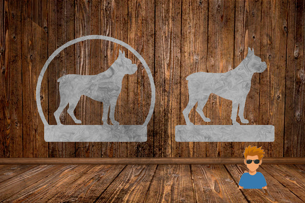 CUT READY, Boxer dog silhouette, SVG, DXF