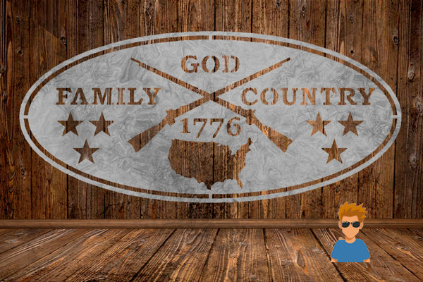 CUT READY, God Family Country, SVG, DXF